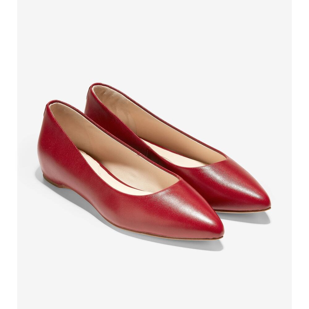 NWOT Cole Haan Brenna Skimmer Leather Pointed Toe Ballet Flats Red Women's US 9